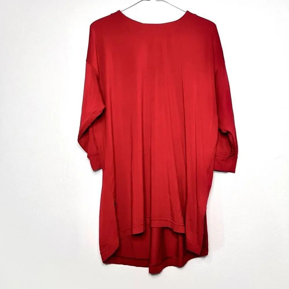 Athleta Round Neck Quarter Sleeve Tunic or Short Mini Dress Red Medium
